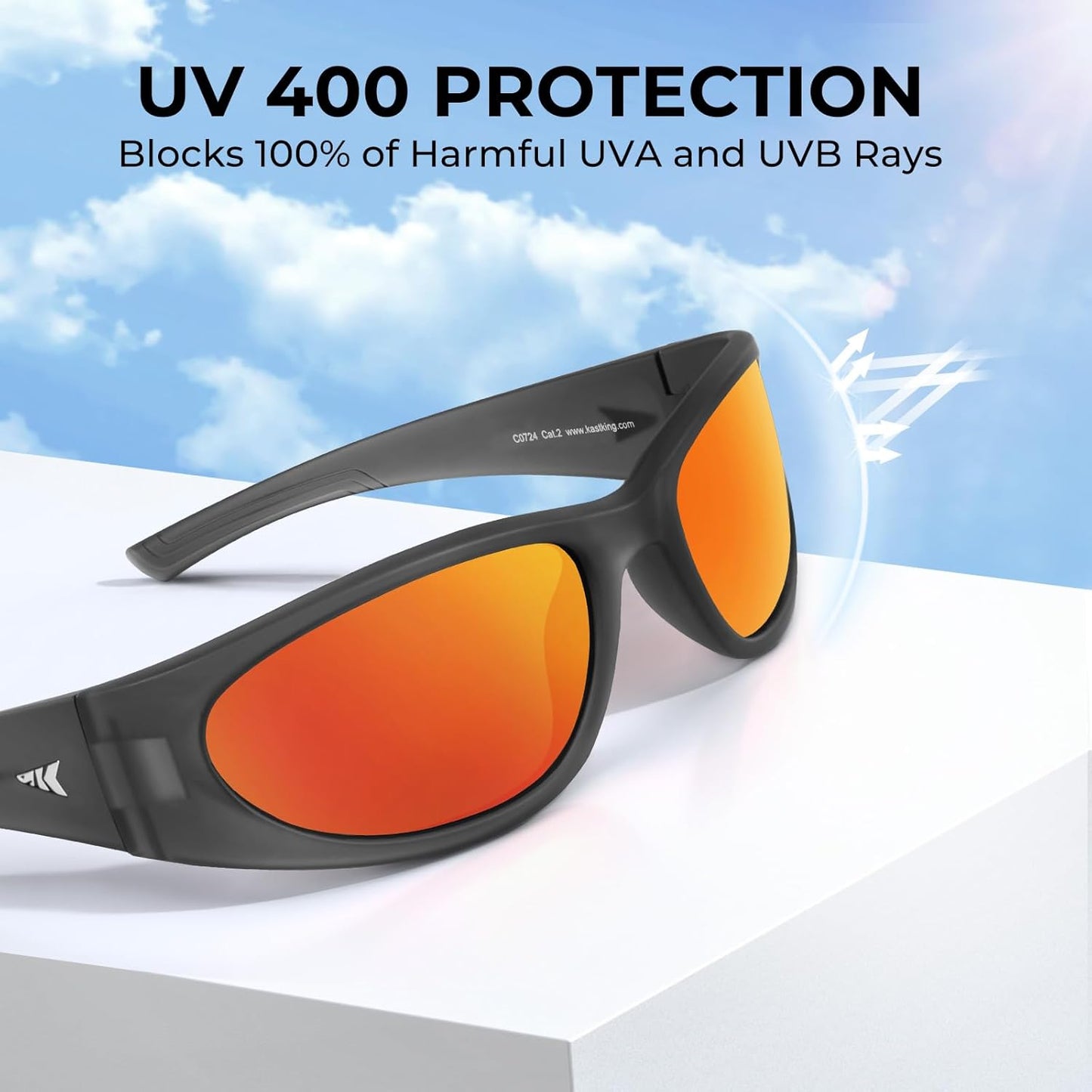 KastKing Raccoon Polarized Sport Sunglasses for Men and Women, Wide Temple Wrap, Ideal for Driving Fishing Cycling Running