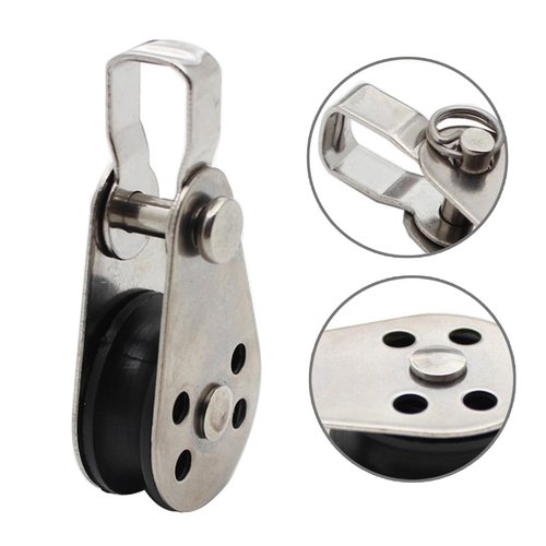 Fuhiueos 25mm Lifting Single Pulley Roller 304 Stainless Steel Single Wheel Pulley Lifting Rope Pulley Block for Kayaks
