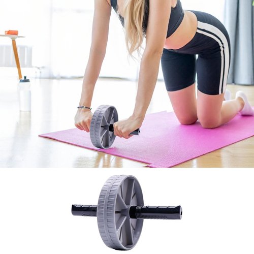 Automatic Rebound Ab Roller Wheel for Core Strength, Core Workout Equipment for Home, PP Abdominal Exercise Wheel with Non-Slip Wheels, Perfect for Beginners Home Gym (Grey)
