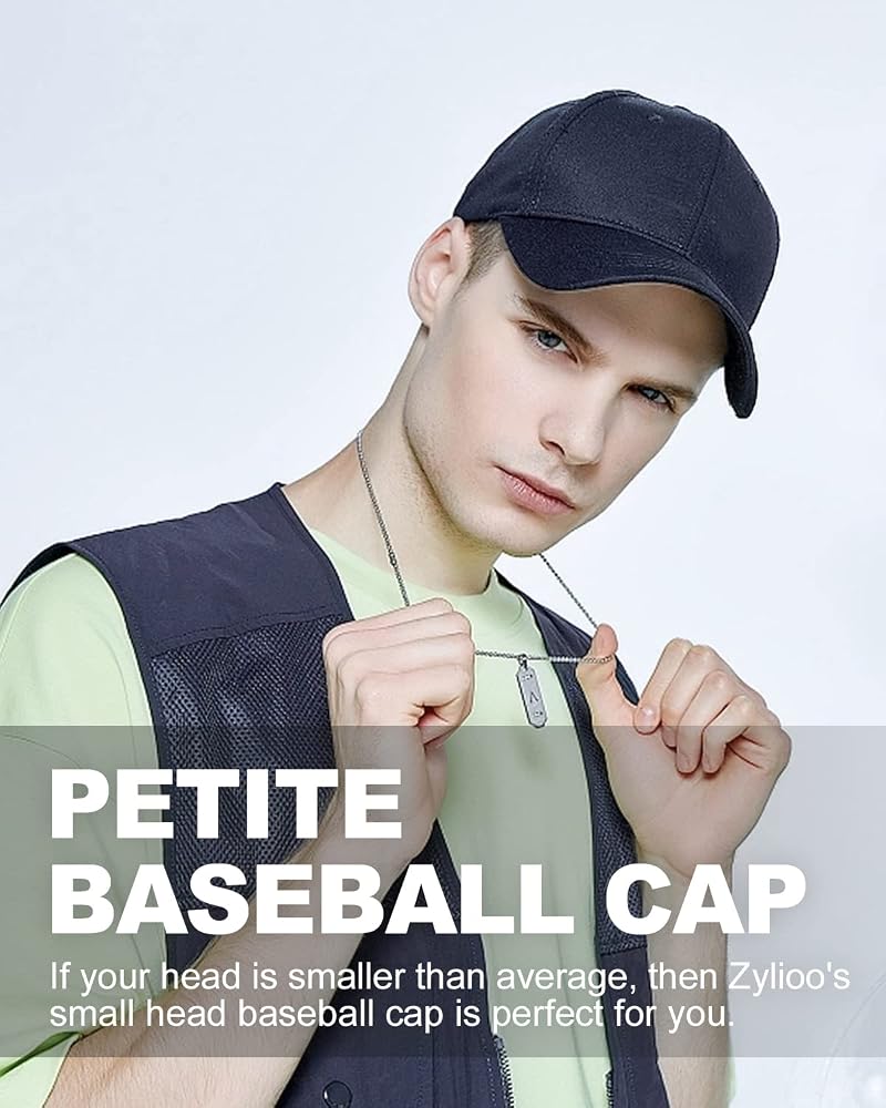 Small Baseball Cap for Adults - Navy Blue, Adjustable Unstructured Dad Hat (55-57cm), For Men & Women