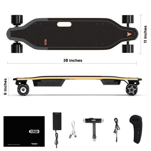MEEPO Campus V5 Series/Envy Electric Skateboard with Remote, Top Speed Up to 29 Mph, 4 Speed Smooth Braking, Easy Carry Handle Design, Suitable for Adults & Teens