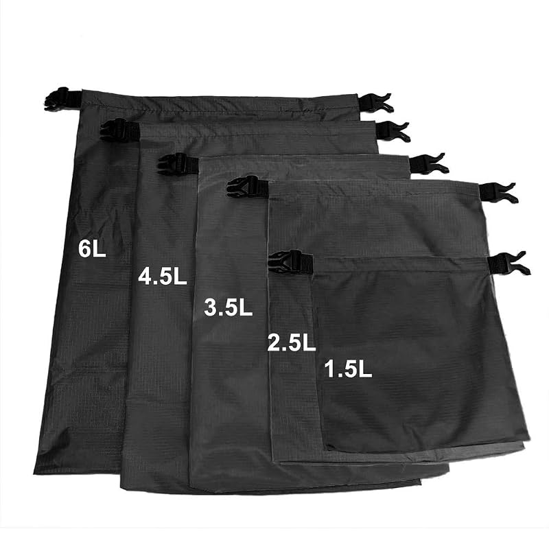Pimoys Dry Bag - Black, 1.5L to 6L Waterproof Portable Storage