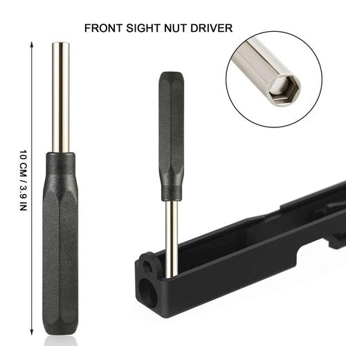 Tool Kit for Glock with Front Sight Remove, Magazine Disassembly, Pin Punch Tools for Glocks 19 19x 17 26 27 43 43x Accessories