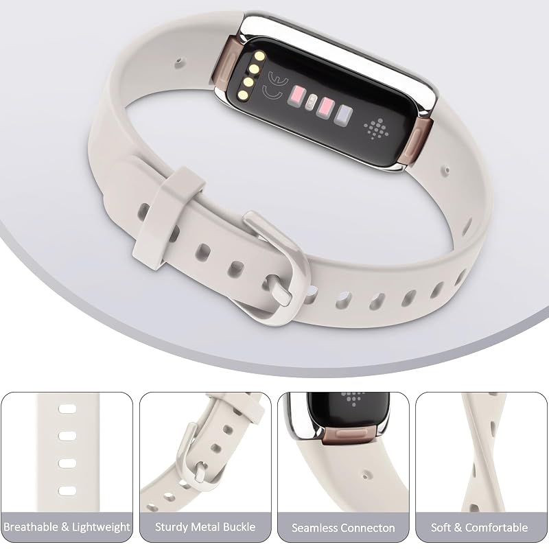 Starlight Small AK Fitbit Luxe Bands - Silicone Replacement Wrist Straps for Women Men