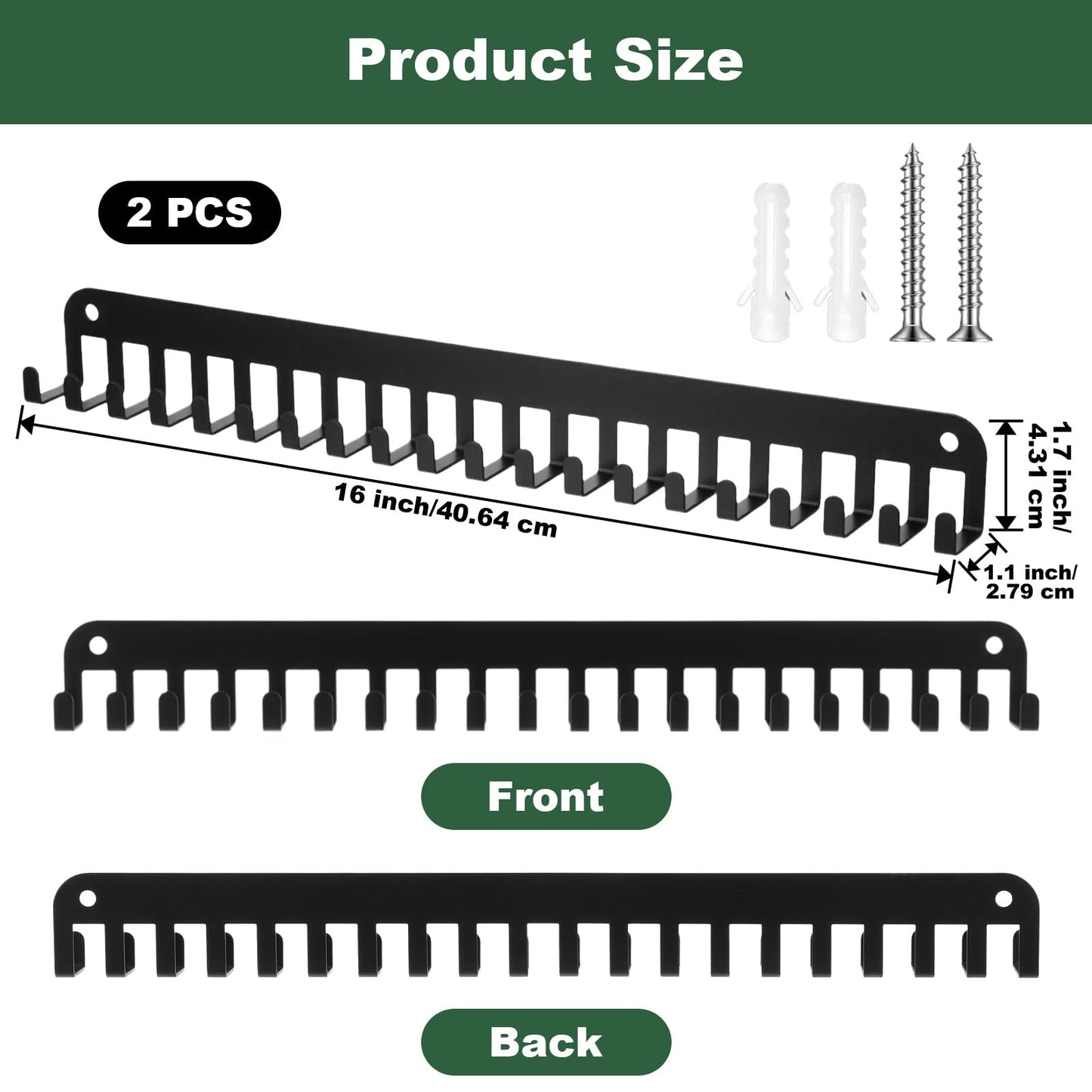 Nodaaiie 2 Pack Medal Hanger Display with 20 Hooks, Medal Holder for Wall, Sports Medal Holder for Running, Gymnastics, Soccer, Wrestling, and More, Easy to Install