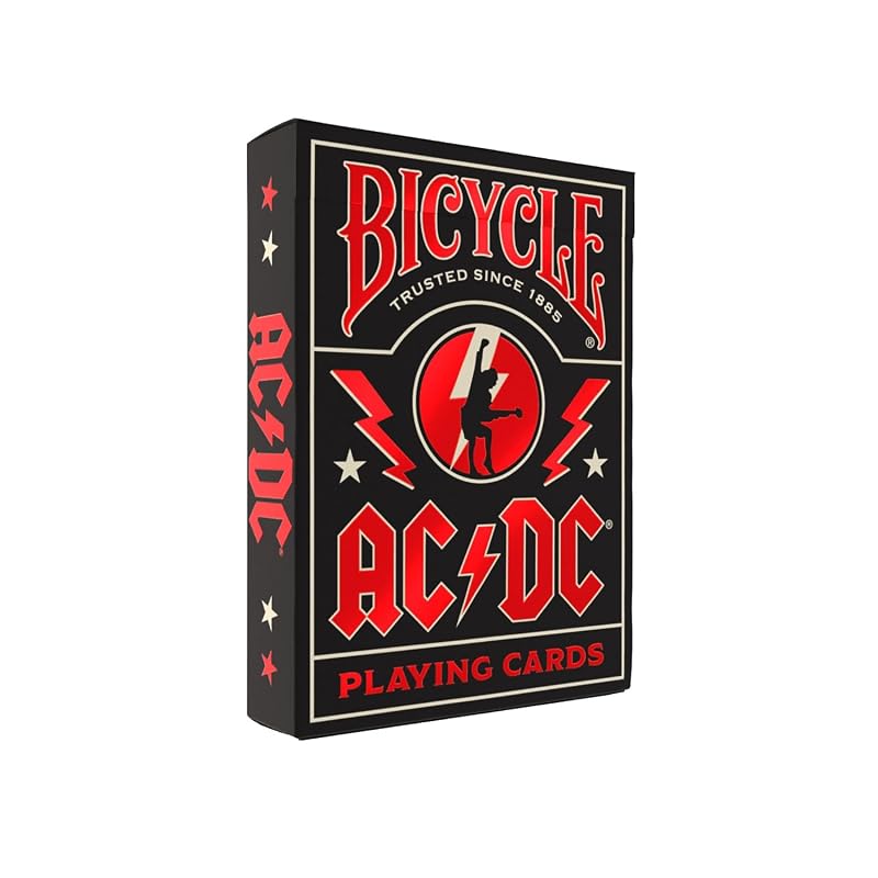 AC/DC Bicycle Playing Cards - Red/Black Deck with Angus Young Art & Lightning Back