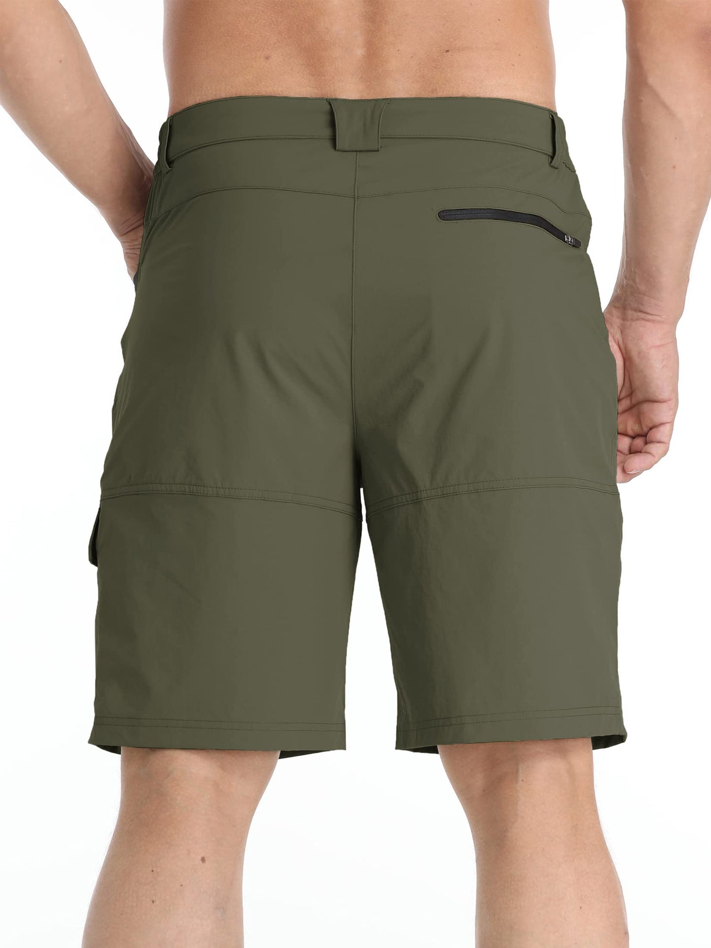 TACVASEN Cargo Shorts for Men Outdoor Work Hiking Shorts Lightweight Quick Dry Casual Summer Golf Dress Fishing Elastic Waist Green 38