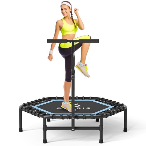 CLORIS 45'' Fitness Trampoline - Max Load 450lbs, Rebounder with Adjustable Foam Handle Indoor/Outdoor Fitness Body Exercise (Blue)
