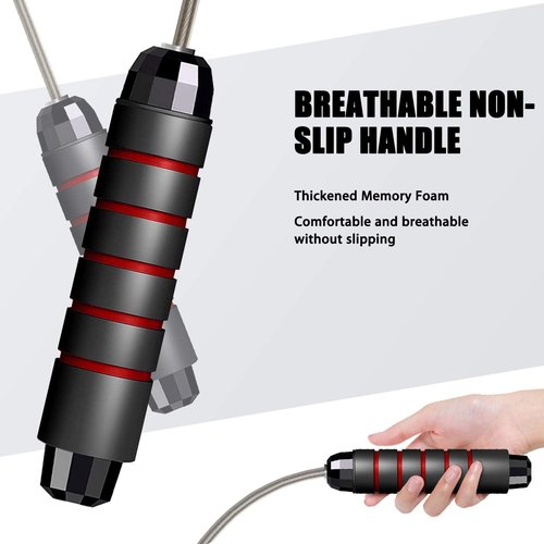 Jump Rope, Rapid Weighted Jumping Rope Cable for Women, Men, Adjustable Steel Jump Rope Workout with Foam Handles for Fitness, Home Exercise & Slim Body