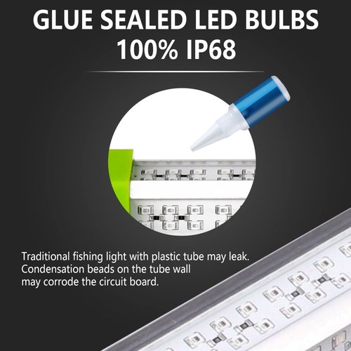 LOSTCAT 18W DC 12V Green IP68 Waterproof Aluminum Super Bright LED Fish Bait Submersible Dock Underwater Fishing Light Attractants for at Night Snook Crappie with Battery Clamps