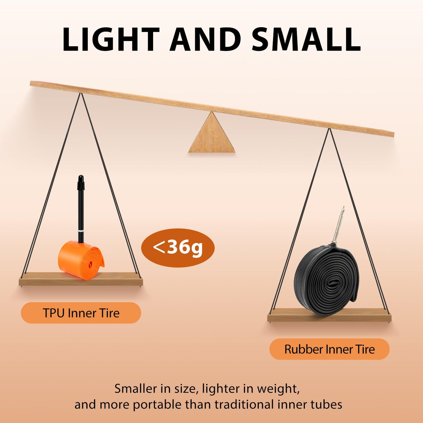 2-Pack TPU 700C×18-32C Bike Inner Tube, Ultralight (ALLRoad & Gravel) Bike Tube with 65mm Presta Valves for Road Bike (Include Bike Tube Patch Repair Kit) Orange
