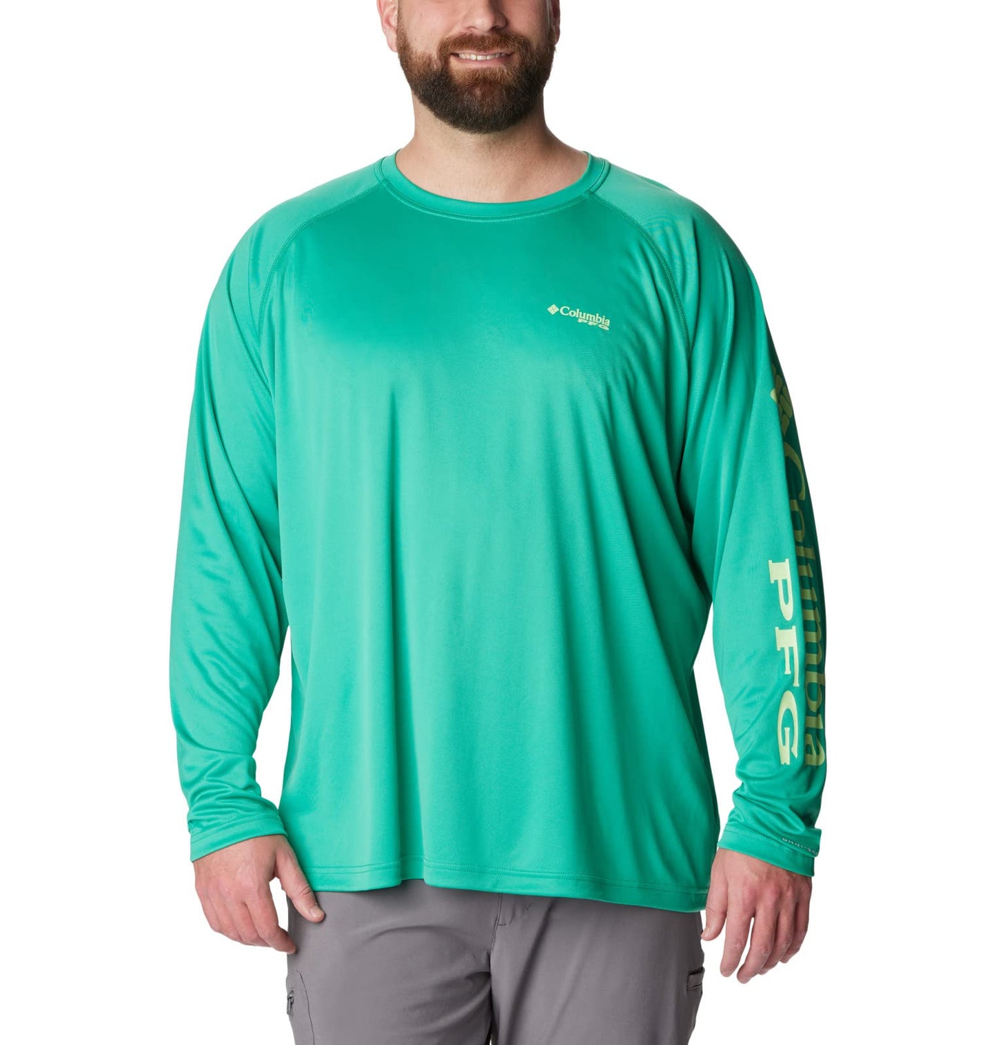 Columbia Men's Terminal Tackle Long Sleeve Shirt, Circuit/Key West Logo, Large Tall