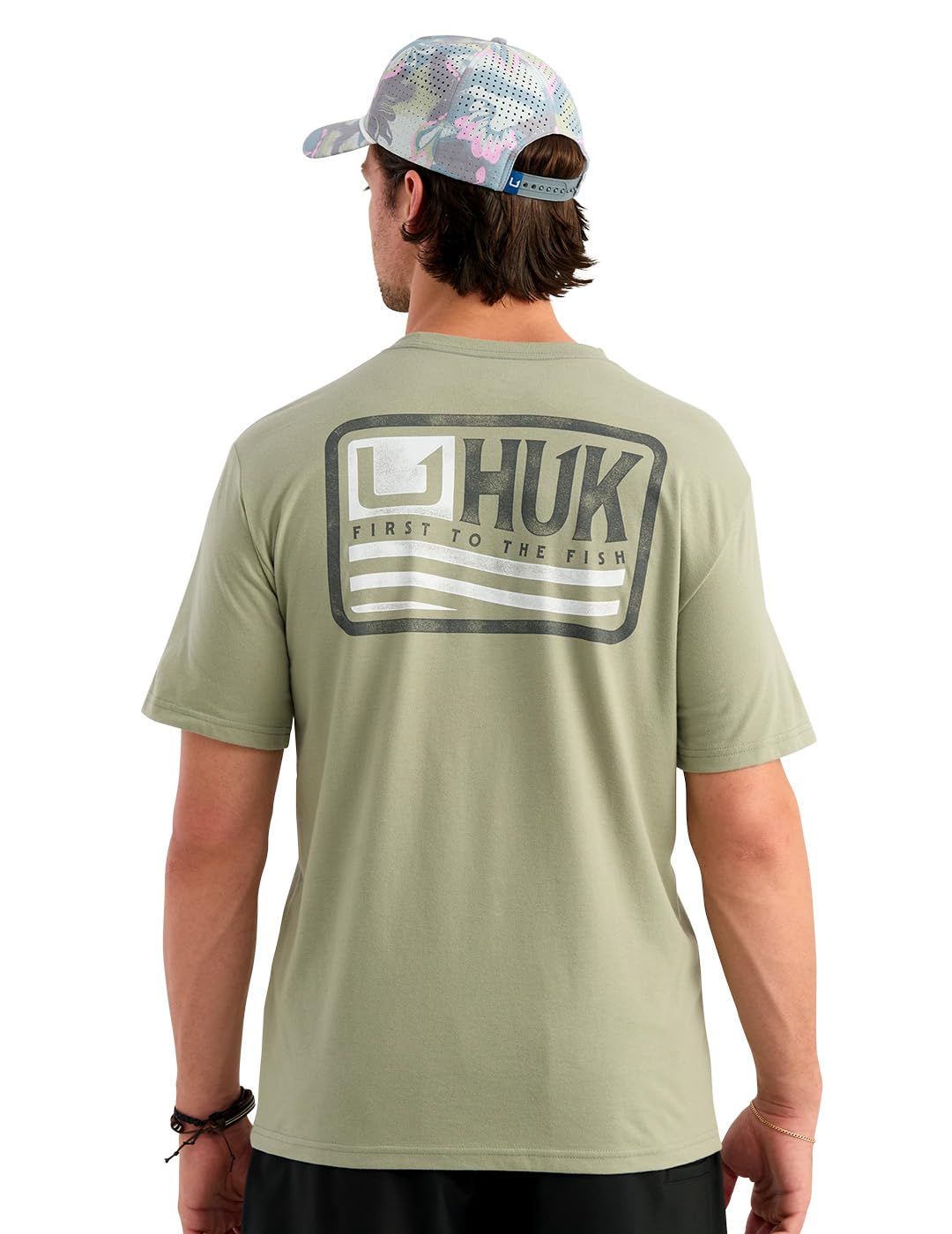 HUK Mens Short Sleeve Performance Tee, Fishing T-Shirt for Men, Born Wave - Seagrass, X-Large