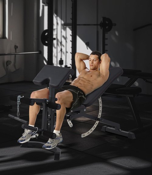 RUNFREELY Adjustable Weight Bench with Leg Extension and Leg Curl, 800LBS Utility Workout Bench with Preacher Curl for Weight Lifting, Incline-flat-decline Full Body Bench for Home Gym