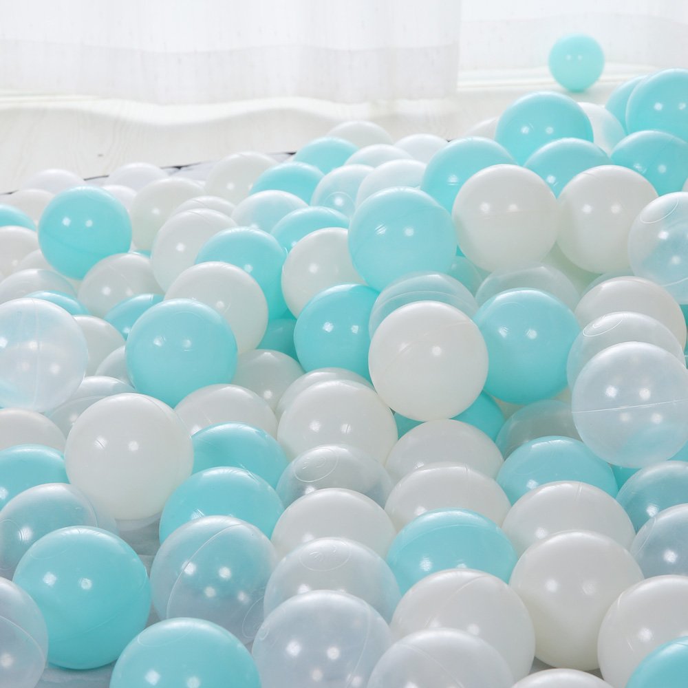 PlayMaty Colorful 100pcs Ball Pit Balls 2.2-inch Plastic Ocean Ball Crush Proof Stress Balls for Kids Pool Ball Playhouse Pit Accessories