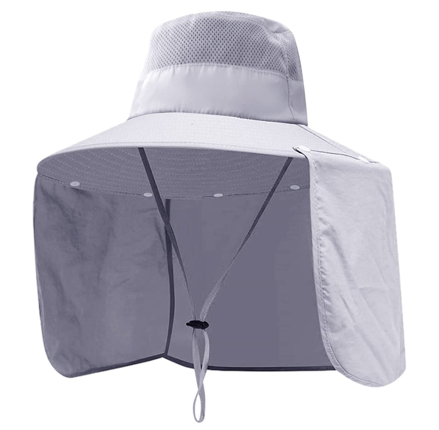 Outdoor Sun Hat for Men with Detachable Neck Flap Cover, Women UV Protection Wide Brim Hats for Safari Fishing Hiking Gardening Bg9215-lightgray