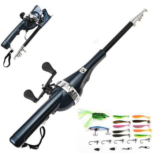 Folding Rod, 2025 New Collapsible Foldings Pole, Pocket Telescopic Fishing Rods with Fishing Line, Rods and Wheel Integrated (1pc Fishing Rod Pro)