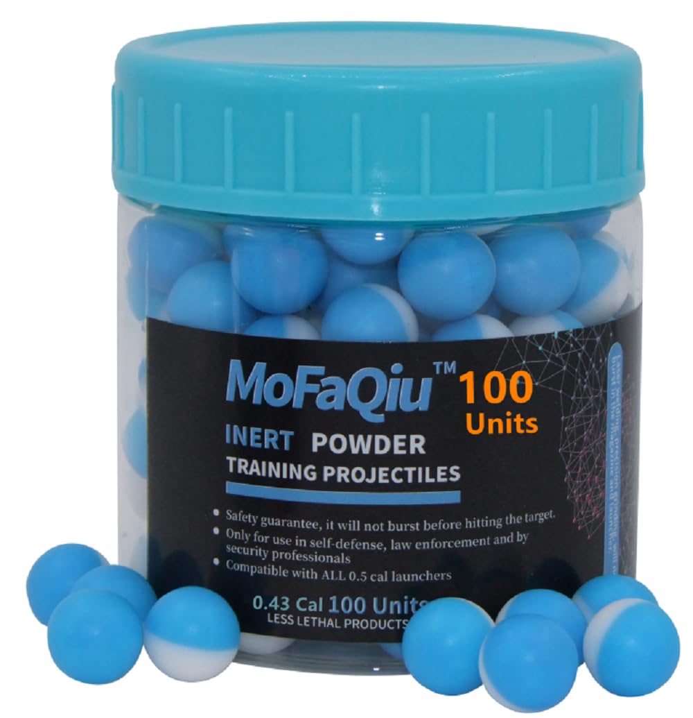 MoFaQiu.43 Cal Inert Ball,Fracture Groove Design,Laser Welding,for Training Paintball,Pepper Practice Balls, Pepper Training Ball, Compatible All .43 Cal Pepper Ball launchers (100 Count)