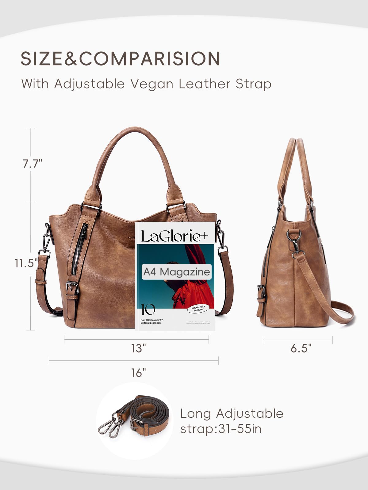 CLUCI Hobo Bags for Women Vegan Leather Handbags Large Tote Ladies Purse Shoulder Bag with Adjustable Shoulder Strap