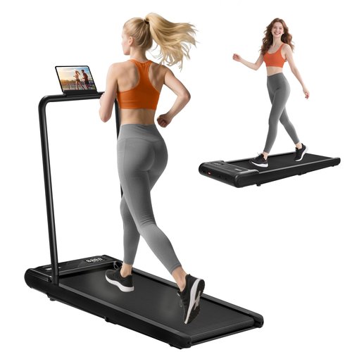 Walking Pad Treadmill, Walking Pad with Handle Bar, 2.5 HP Under Desk Treadmills for Home Office, 3 in 1 Foldable Treadmills Supports Up to 300lbs, Portable Treadmill w/Remote Control & LED Display
