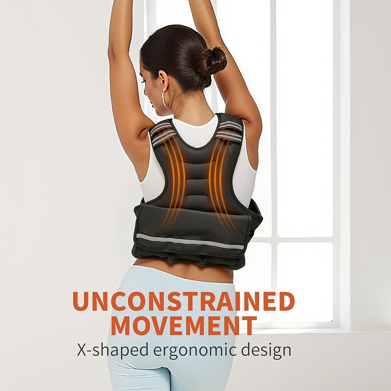 Adjustable Weighted Vest for Women & Men - 4-10LB Variation, Removable Iron Sand Weights