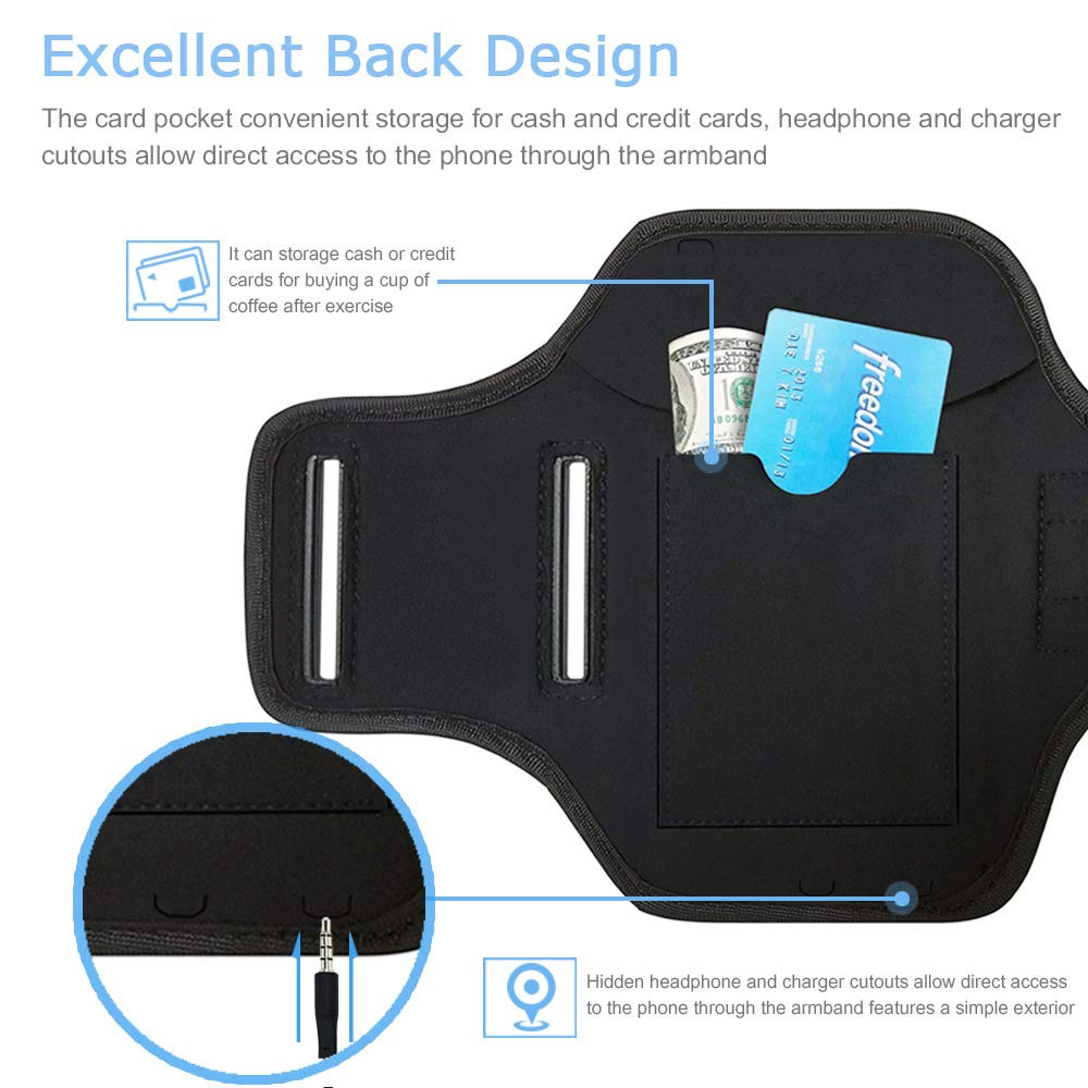 iPod Touch 7th 6th 5th Generation Armband. JEMACHE Gym Running Exercises Workouts Sport Arm Band Case for iPod Touch 7/6/5/4 Generation with Key Holder (Black)