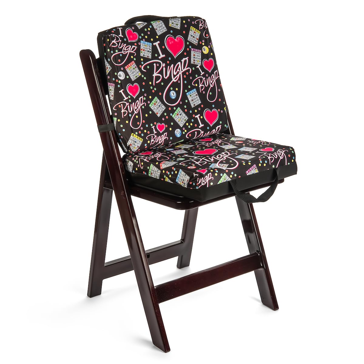 I Love Bingo Black Pattern Double Cushion for Relief During Bingo