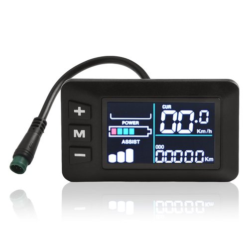 5Pins Electric Bike LCD Display Meter, 24V 36V 48V E Bike Control Panel For Handlebars Approximately Φ22.2mm / Φ0.87in, Waterproof Connector, No.2 Communication Protocol