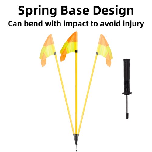 Desyeryamimi Soccer Corner Flags Set of 4 for Soccer Field, Adjustable Spring Loaded Soccer Flags Agility Training Poles Soccer Sticks, Speed and Agility Training Equipment with Storage Bag-5FT