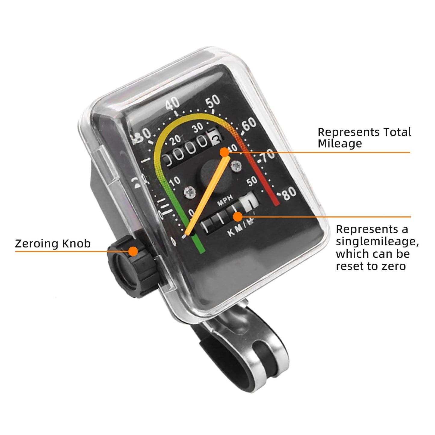 Bike Speedometer, Waterproof Bicycle Odometer MPH, Cycling Speedometer Bicycle Computer Mountain Bike Code Table Waterproof Mechanical Odometer for All Bicycles