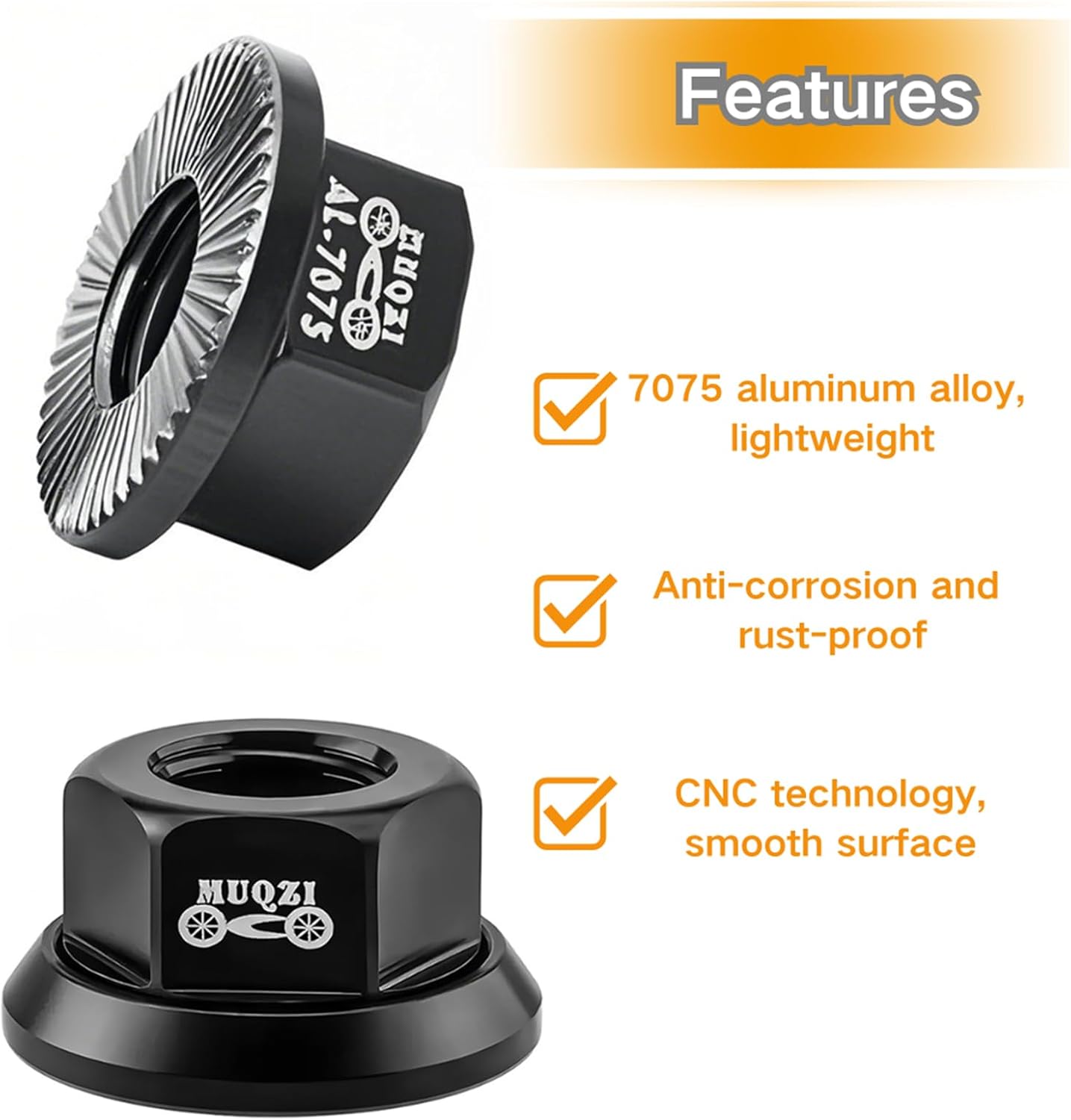 2Pcs M10 Bike Wheel Hub Axle Nuts 7075 Aluminum Alloy Bicycle Hub Flanged Axle Nuts Bike Parts Accessories for Front and Rear Bike Wheel