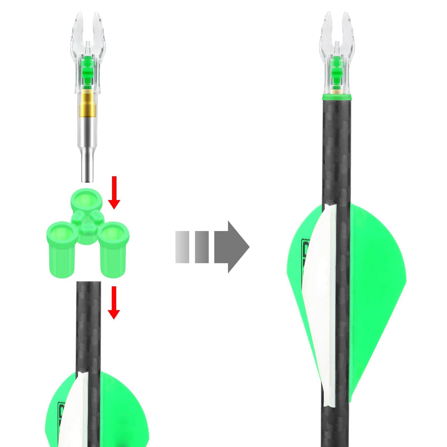 ACDSHOT 6PCS X Lighted Nocks for Arrows with .204 .233 .244 .246 Inside Diameter with H, S, GT Bushings LED Light up Knocks