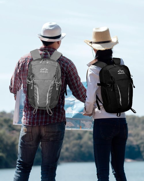Outplea 15L Small Hiking Outdoor Backpack Daypack for Men Women, Lightweight Travel Rucking Backpack, Gray