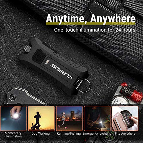 Mini LED Keychain Flashlight - Rechargeable, 40 Lumens, Black