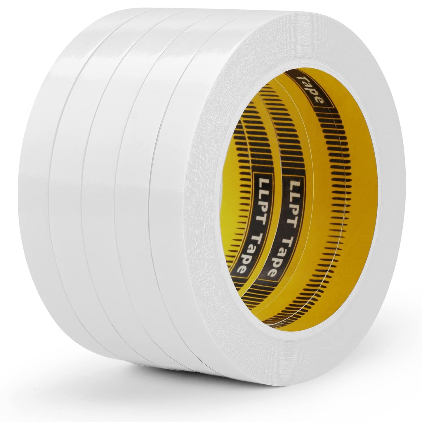 LLPT Double Sided Tape 1/2" x 50 Ft, White, 5 Pack