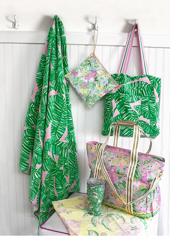 Large Cotton Beach Towel 40x70 Inches - Tropical Oasis Pattern