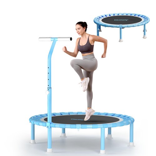 Juturna 40" Foldable Mini Trampoline, Rebounder Trampoline for Adults, 450lbs Capacity with T-Shaped Adjustable Bar, Fitness Trampoline for Kids