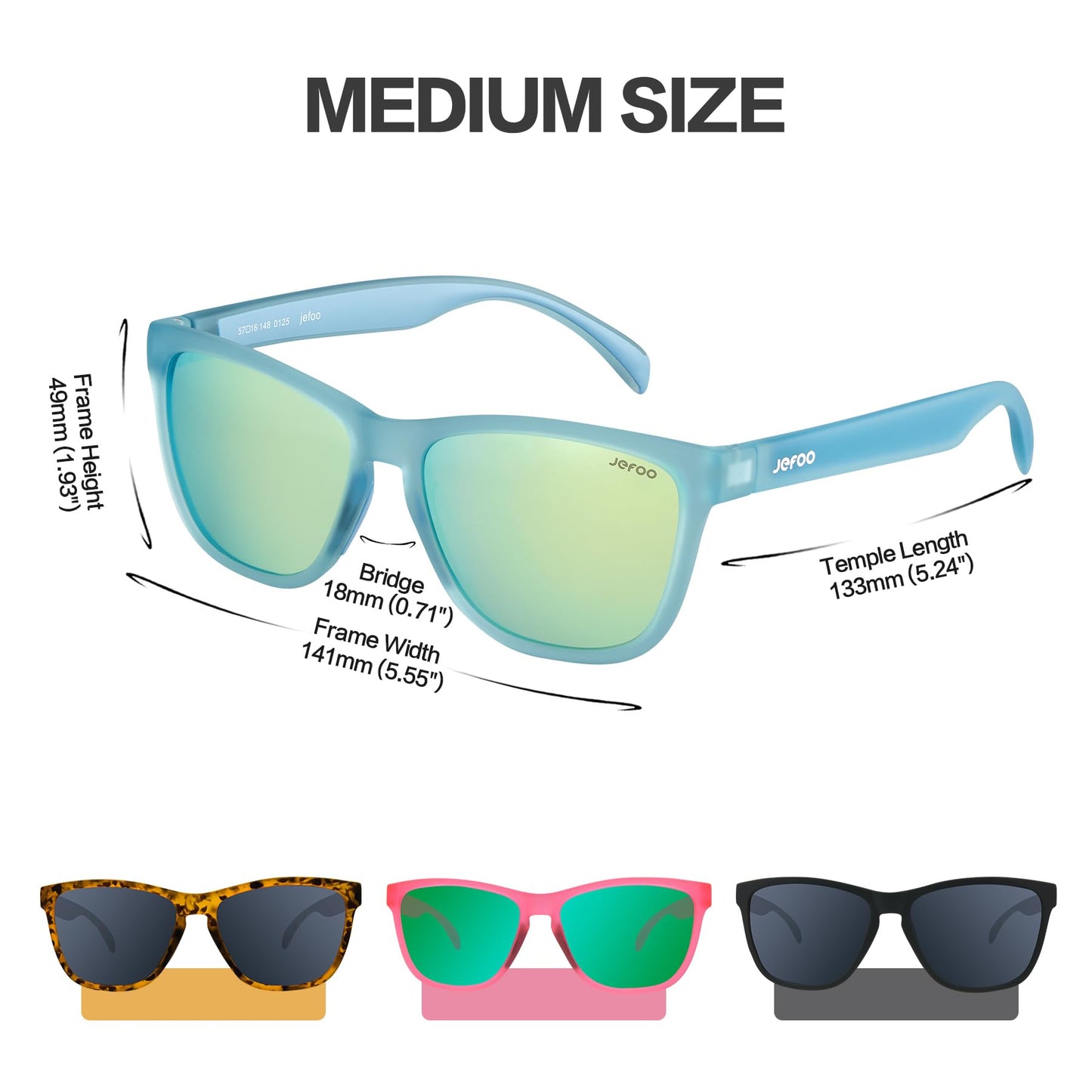 Jefoo Polarized Sports Sunglasses for Women Men Running Retro Trendy Sun Glasses UV400 Protection Tangle Free
