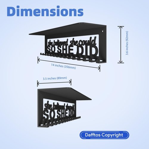 Dafftos Medal Hanger Display Holder Wall Ribbon Organizer Race Storage Frame Awards Bib Holder Medal Hanging Metal Rack Cheer Gymnastics Soccer Softball Runner She Believed She Could So She Did