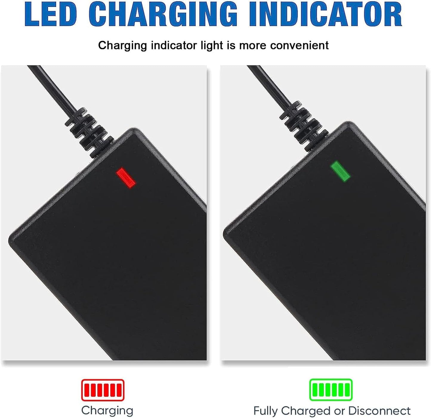 29.4V 2A Charger 5 Plugs for Scooter 24V 25.2V 25.6V Lithium Battery, Pack DC 5.5 * 2.1 with 8mm 3 Prong/ 12mm 3 Prong/ 8mm RCA/ 3-Pin Male XLR Connector