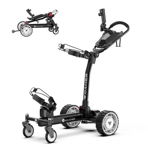 Woaher EST3 All Terrain Electric Golf Cart, Automatic Sensing Driving Golf Cart, 35-40 KM Ultra Long Driving Distance 5 Tires Dual Motor Golf Push Cart