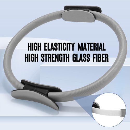 LANKERDOO Pilates Ring Fitness Circle 14" Yoga Rings Magic Circle with Dual Padded Handles for Toning Arms, Thighs/Legs & Core，Home Exercise Equipment ﻿ (Grey)
