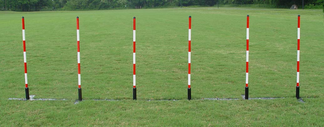DogSport Dog Agility Multicolor Weave Poles (6 Poles) with Adjustable Spacing (19"-25")