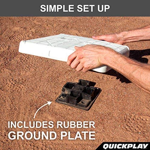 QUICKPLAY Baseball Safety Base Set | 3-Pack of Official Little League Size Bases for Kids & Adults | Durable Rubber with Secure Ground Stakes