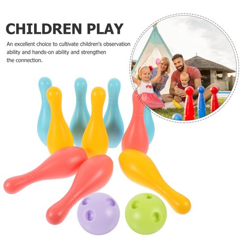 VOSAREA 1Set Plastic Bowling for Indoor Outdoor Recreational Bowling Plaything Fun Bowling Pin and Ball for Parties