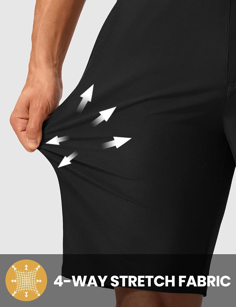 TBMPOY Men's 9" Golf Shorts Stretch Dress Quick Dry Casual with 5