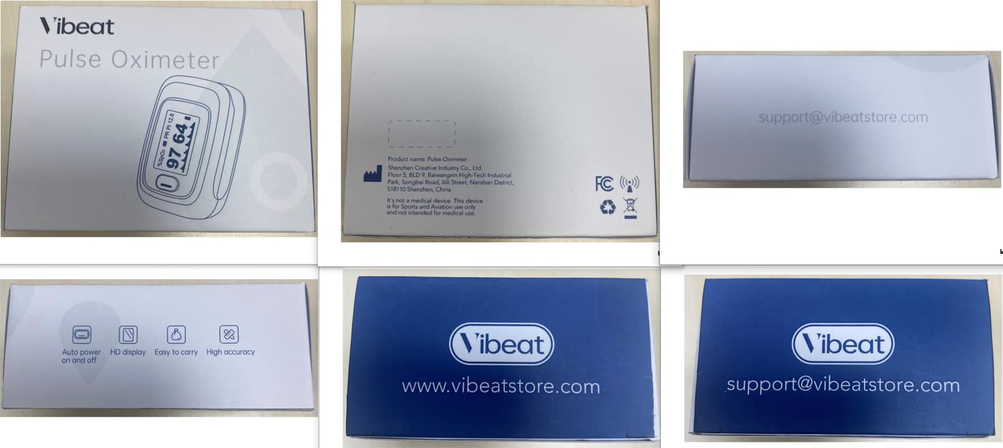 Vibeat Bluetooth Fingertip Pulse Oximeter with Pulse Rate, Blood Oxygen Saturation Monitor | Finger O2 Meter, Batteries and Lanyard Included, Free APP