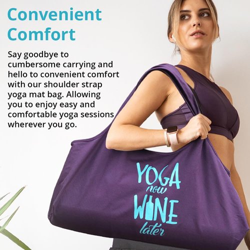 Wild Essentials Yoga Bag, Balance, Exercise tote, large mat carrier with shoulder strap and inside pocket, fits most yoga mats, Rugged 10 ounce, recycled cotton canvas (Black-Balanace)