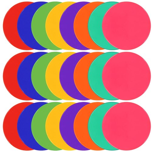 TuXHui Poly Vinyl Spot Markers 9 Inch Rubber Floor Dots Non Slip Agility Markers Flat Field Cones for PE Gym Classes, Classroom Activities and Games, Soccer Basketball Sports Speed Agility Training