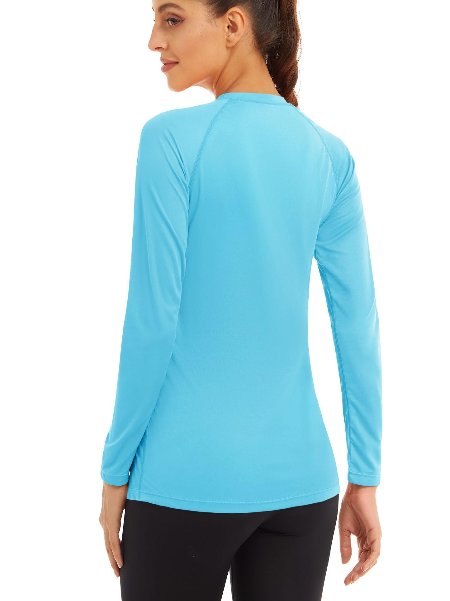 MAGCOMSEN Women Long Sleeve UV Shirt Running Rashguard Summer Tee Tops for Women Fishing Workout Tops for Women Ice Blue